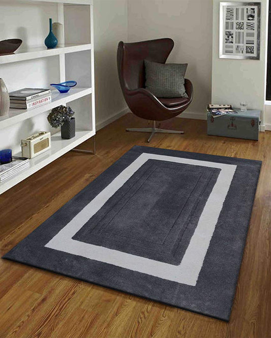 Exquisite Grey Solid Hand Tufted Wool Carpet