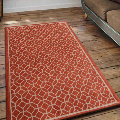 Futuristic Orange Abstract Hand Tufted Wool Carpet