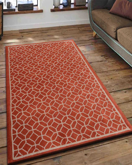Futuristic Orange Abstract Hand Tufted Wool Carpet