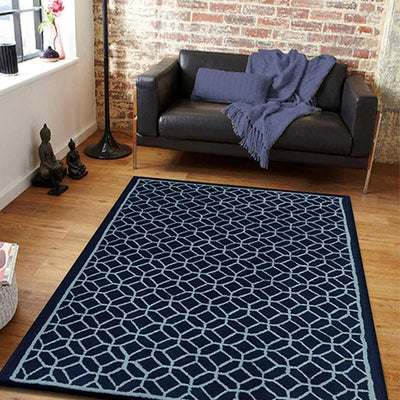 Futuristic Blue Abstract Hand Tufted Wool Carpet