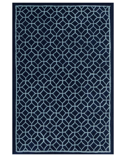 Futuristic Blue Abstract Hand Tufted Wool Carpet