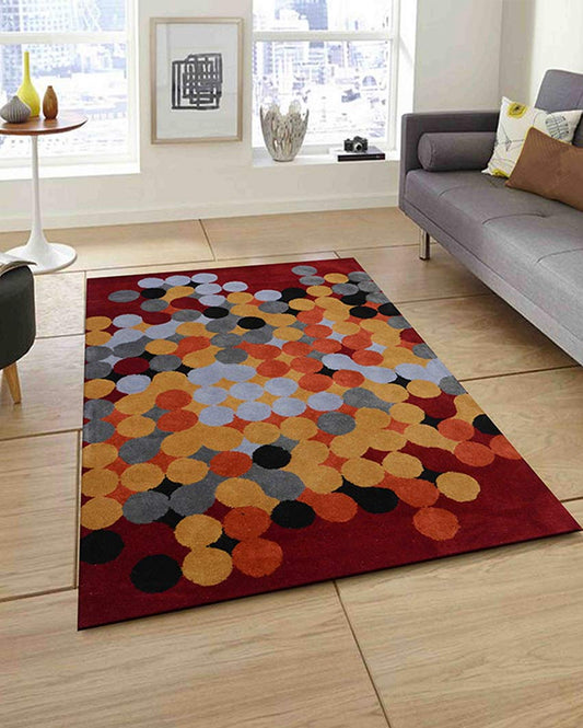 Trendy Red Geometric Hand Tufted Wool Carpet