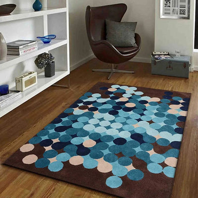 Exquisite Brown Geometric Hand Tufted Wool Carpet