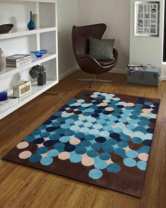 Exquisite Brown Geometric Hand Tufted Wool Carpet