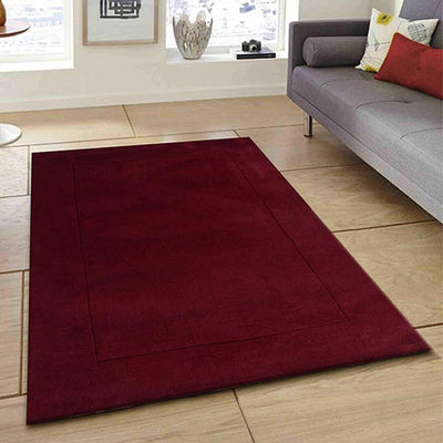 Nic Maroon Solid Hand Tufted Wool Carpet