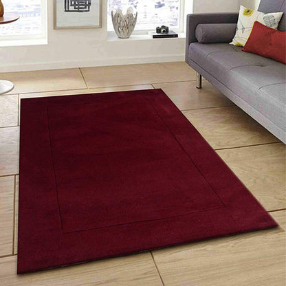 Nic Maroon Solid Hand Tufted Wool Carpet