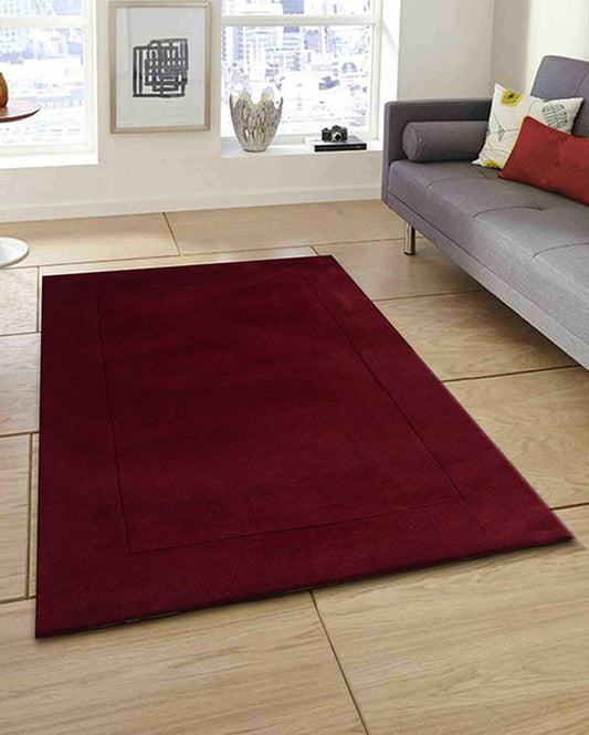 Nic Maroon Solid Hand Tufted Wool Carpet