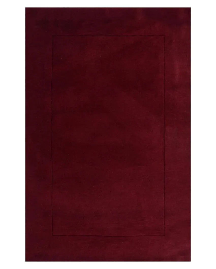 Nic Maroon Solid Hand Tufted Wool Carpet