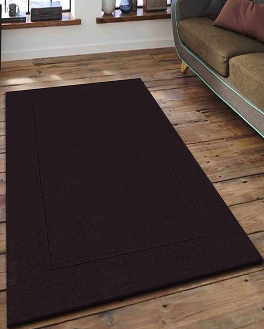 Aesthetics Brown Solid Hand Tufted Wool Carpet