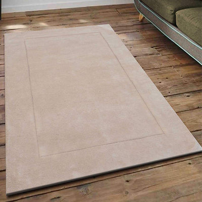 Beige Solid Hand Tufted Wool Carpet