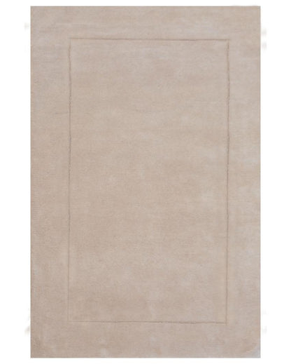 Beige Solid Hand Tufted Wool Carpet