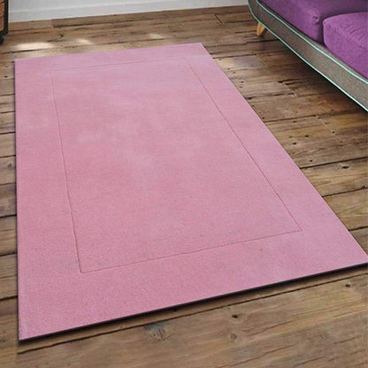 Pink Solid Hand Tufted Wool Carpet