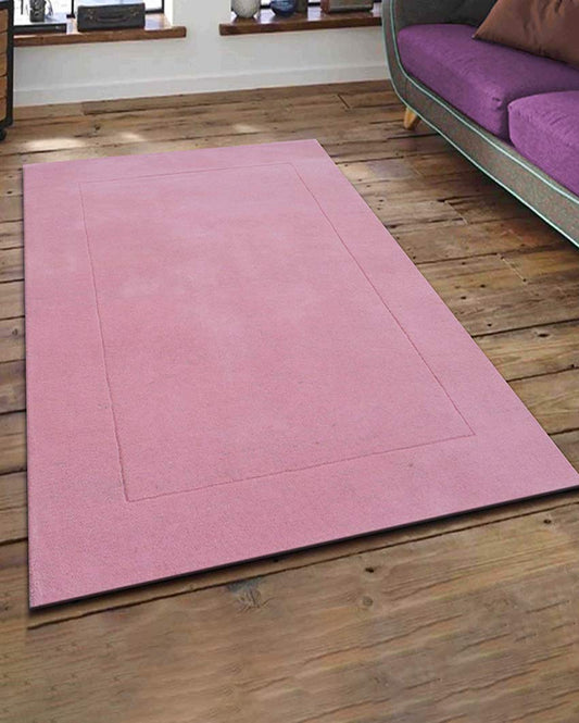 Pink Solid Hand Tufted Wool Carpet