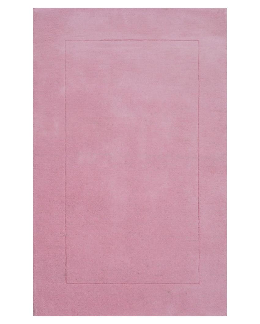 Pink Solid Hand Tufted Wool Carpet