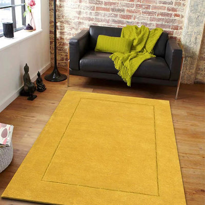 Geometric Solid Yellow Hand Tufted Wool Carpet