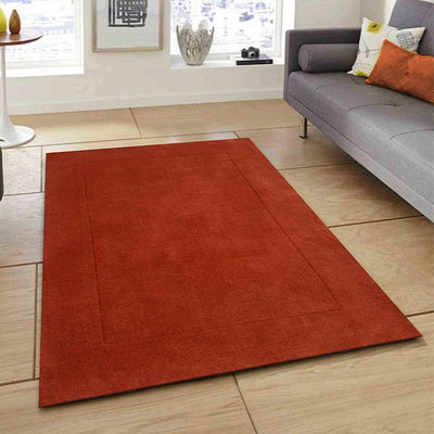 Modern Solid Orange Hand Tufted Wool Carpet