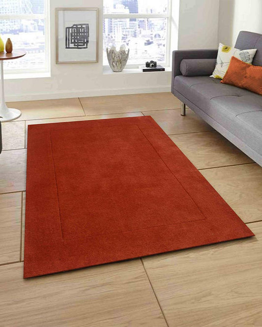 Modern Solid Orange Hand Tufted Wool Carpet