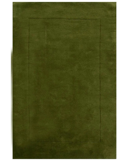 Modern Solid Green Hand Tufted Wool Carpet