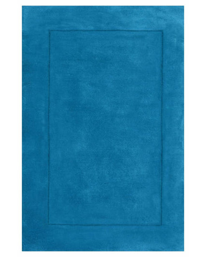 Striking Solid Blue Hand Tufted Wool Carpet