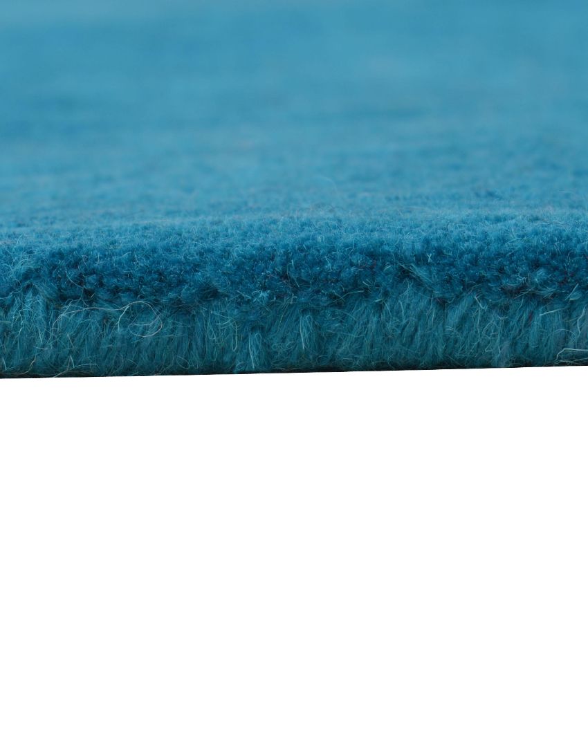 Striking Solid Blue Hand Tufted Wool Carpet