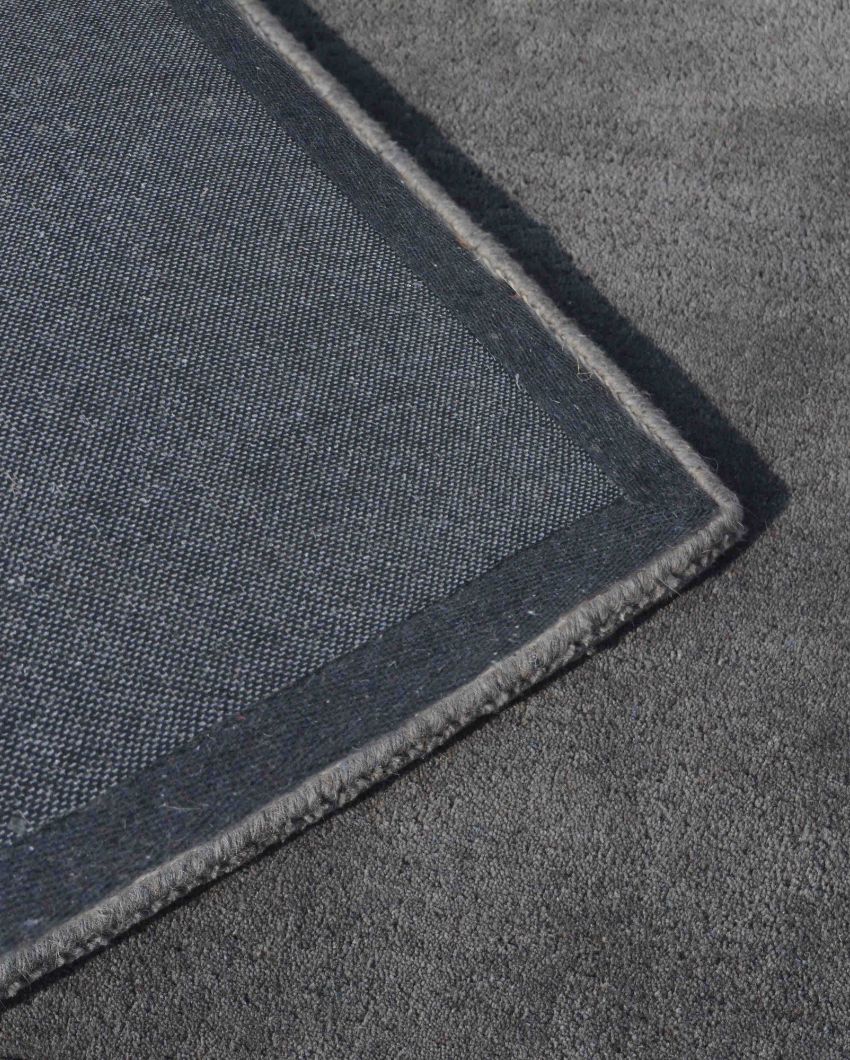 Sleek Solid Grey Hand Tufted Wool Carpet