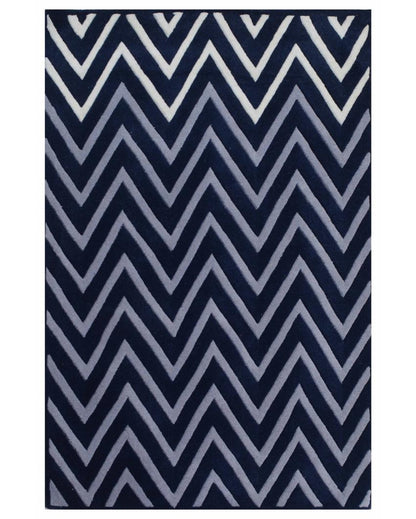 Bold Abstract Blue Hand Tufted Wool Carpet