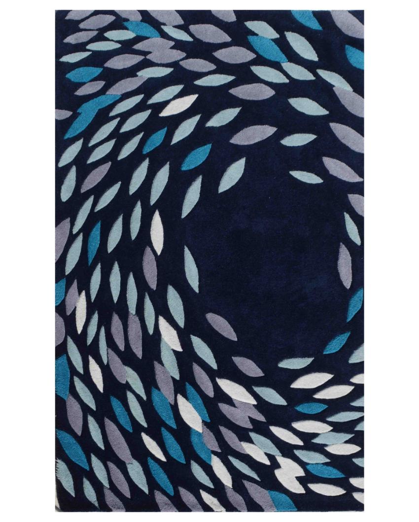 Unique Abstract Blue Hand Tufted Wool Carpet