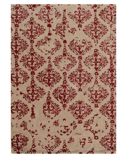 Functional Abstract Red Hand Tufted Wool Carpet