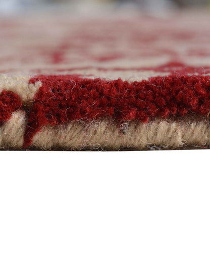 Functional Abstract Red Hand Tufted Wool Carpet