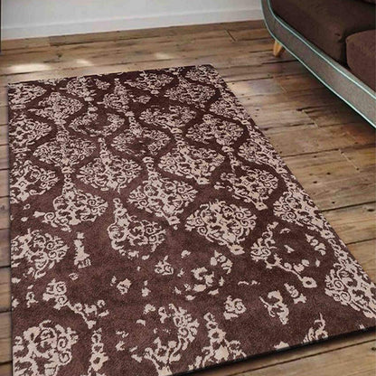 Classy Abstract Brown Hand Tufted Wool Carpet