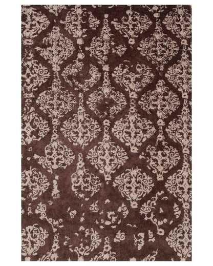 Classy Abstract Brown Hand Tufted Wool Carpet