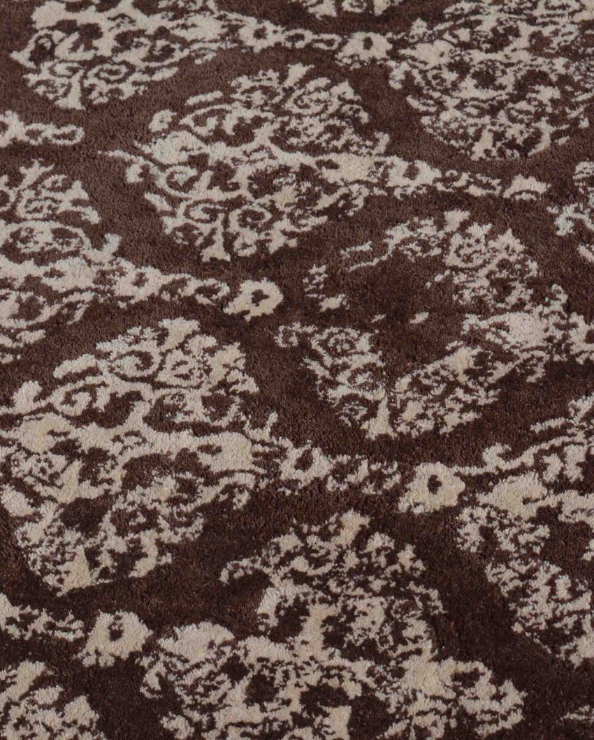 Classy Abstract Brown Hand Tufted Wool Carpet