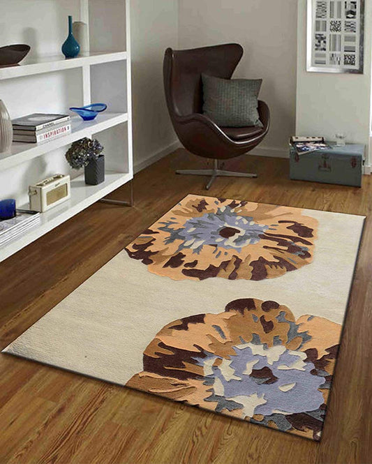 Visionary Floral Brown Hand Tufted Wool Carpet