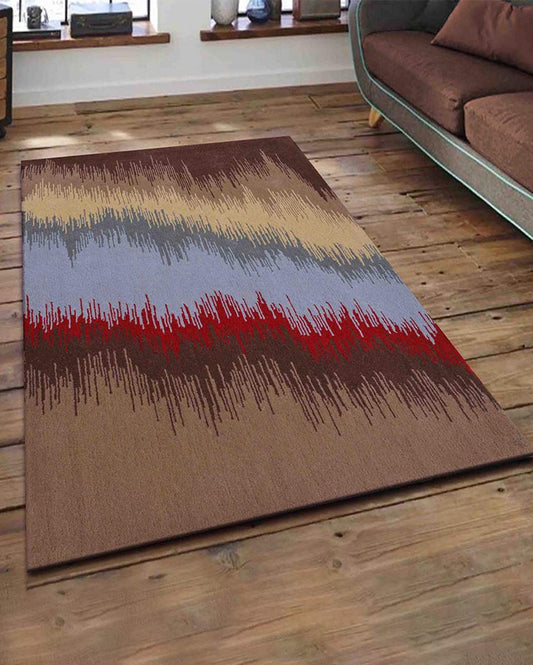 Unique Abstract Red Hand Tufted Wool Carpet