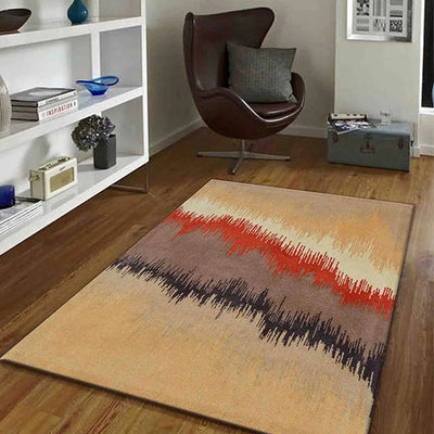 Minimalist Abstract Orange Hand Tufted Wool Carpet