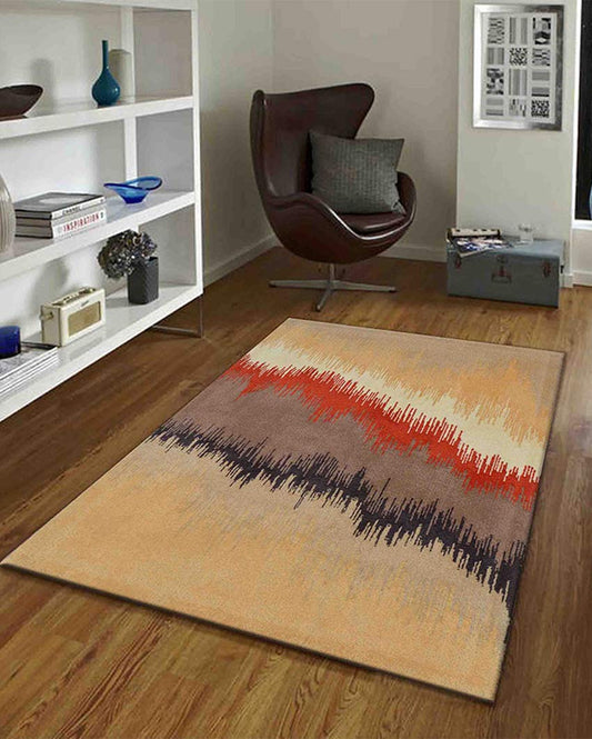 Minimalist Abstract Orange Hand Tufted Wool Carpet