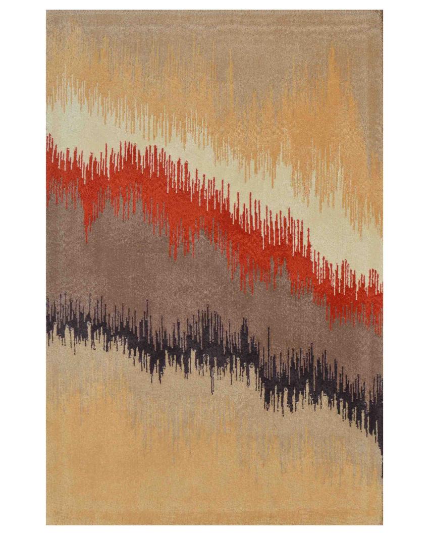 Minimalist Abstract Orange Hand Tufted Wool Carpet