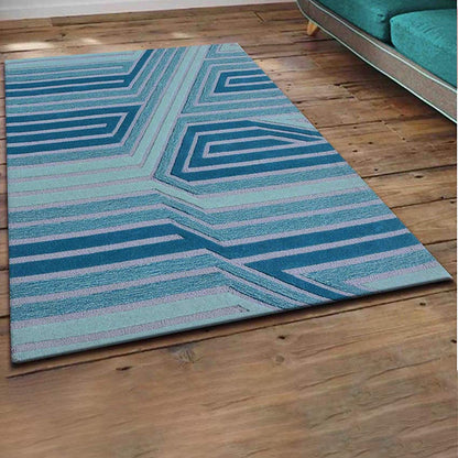 Modern Abstract Blue Hand Tufted Wool Carpet