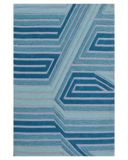 Modern Abstract Blue Hand Tufted Wool Carpet