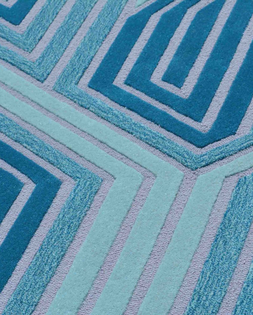 Modern Abstract Blue Hand Tufted Wool Carpet