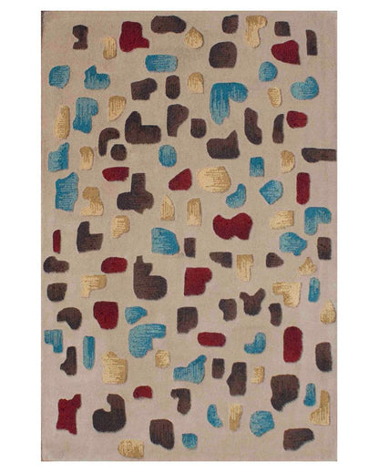 Posh Abstract Beige Hand Tufted Wool Carpet