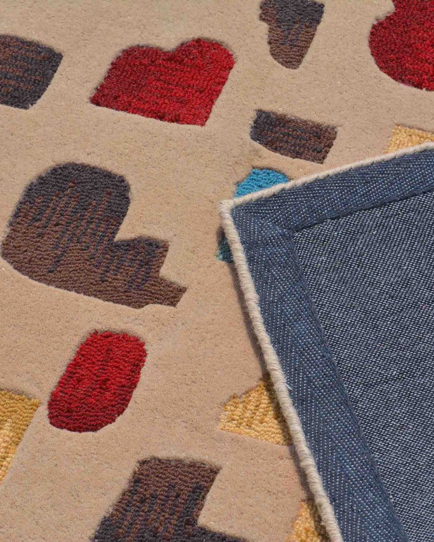 Posh Abstract Beige Hand Tufted Wool Carpet