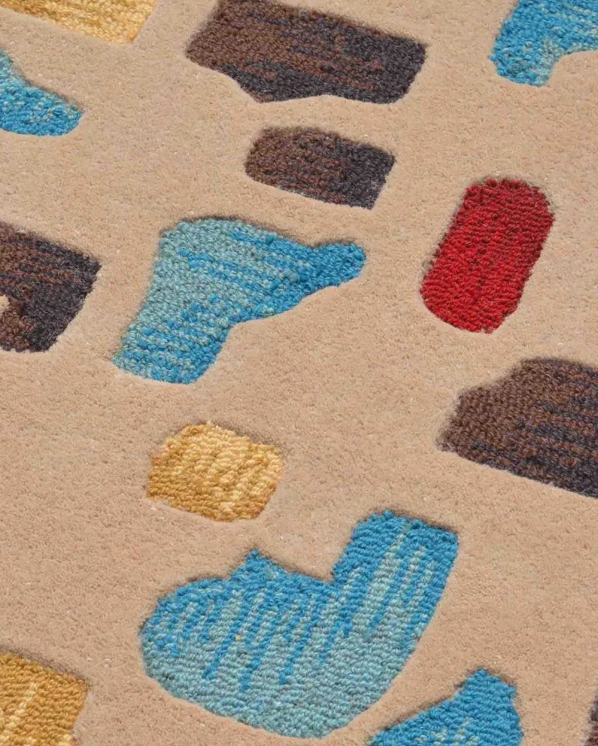 Posh Abstract Beige Hand Tufted Wool Carpet