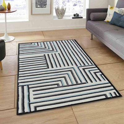 Artistic Abstract Black Hand Tufted Wool Carpet