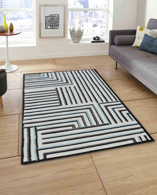 Artistic Abstract Black Hand Tufted Wool Carpet
