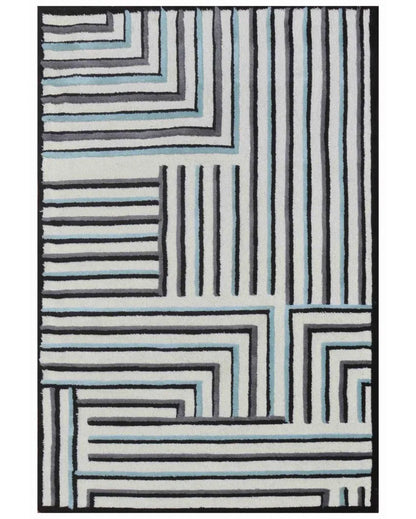 Artistic Abstract Black Hand Tufted Wool Carpet