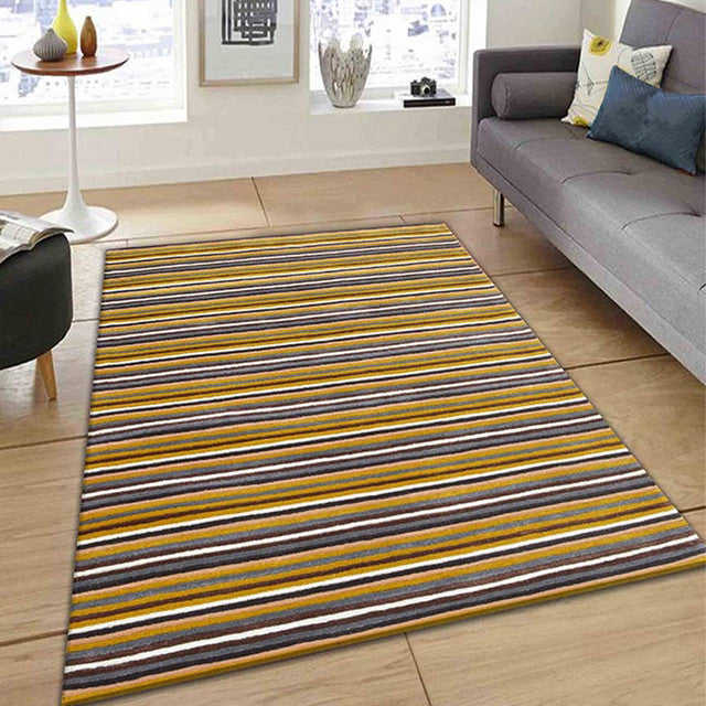 Kinetic Stripe Yellow Hand Tufted Wool Carpet