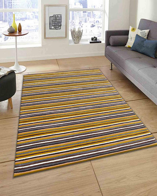 Kinetic Stripe Yellow Hand Tufted Wool Carpet