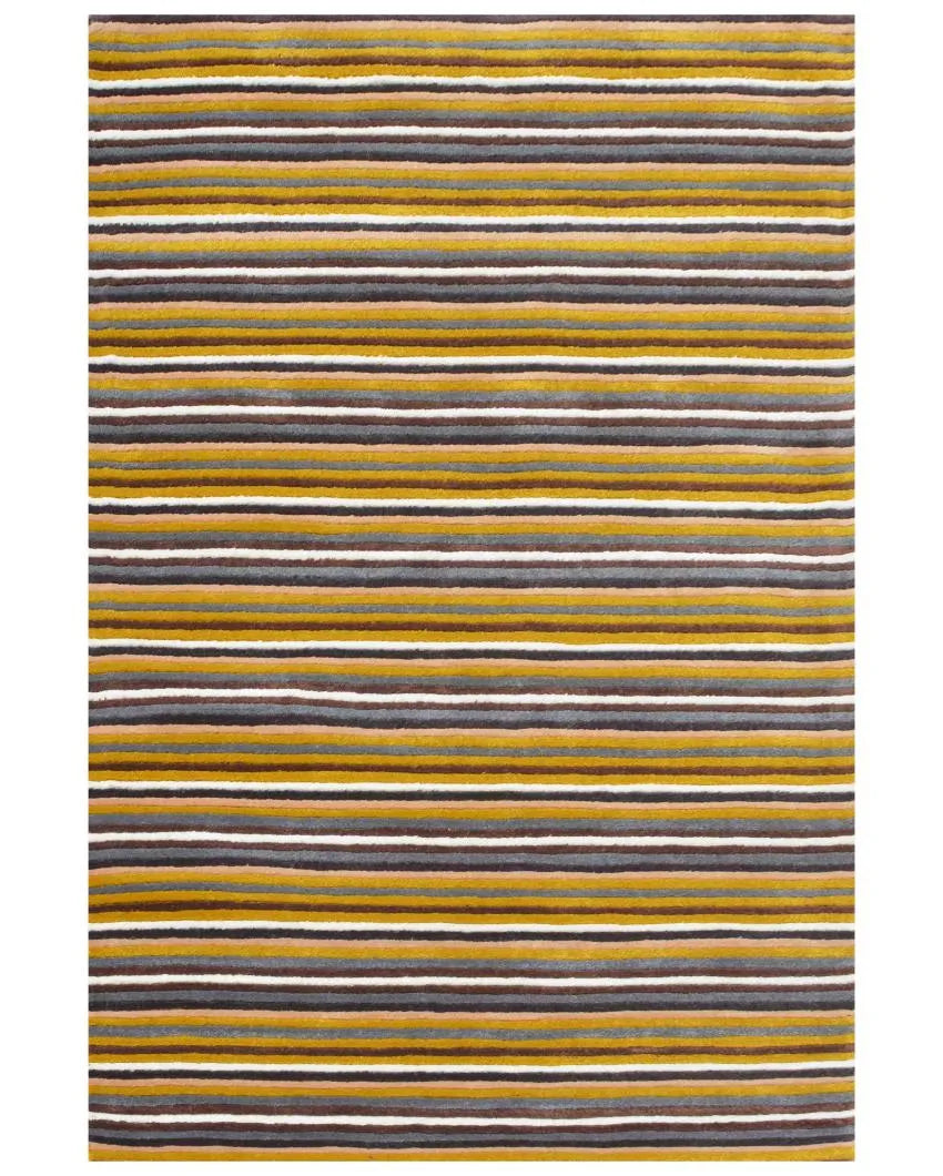 Kinetic Stripe Yellow Hand Tufted Wool Carpet