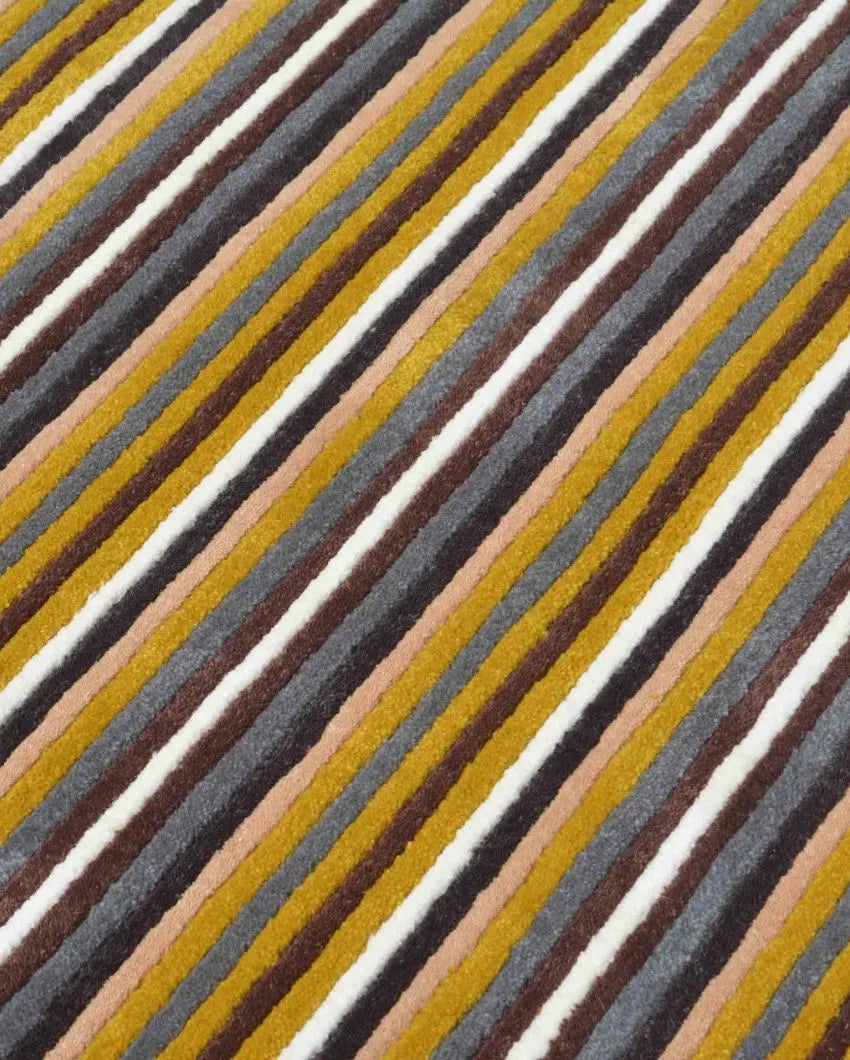 Kinetic Stripe Yellow Hand Tufted Wool Carpet